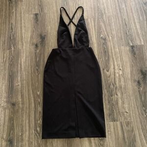 SOLACE LONDON Black Halter Backless Slit Dress NYE LBD Size 6 Date Night